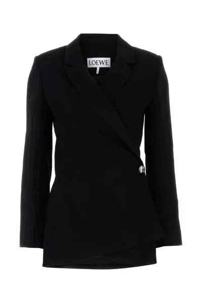 Loewe Stretch Crepe Blazer Asymmetric Hem In Black