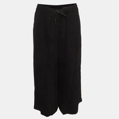Pre-owned Loewe Black Stretch Crepe Drawstring Wide Leg Pants L