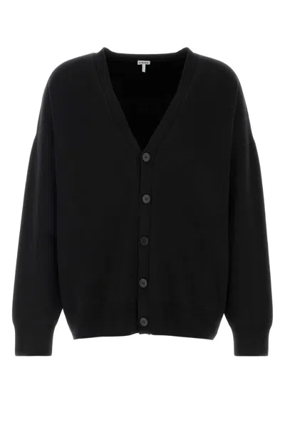 LOEWE LOEWE BLACK STRETCH WOOL BLEND CARDIGAN