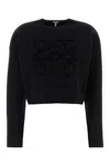 Loewe Stretch Wool Blend Crew Neck Sweater In Black