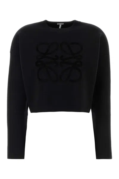 LOEWE LOEWE BLACK STRETCH WOOL BLEND SWEATER