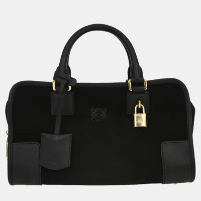Pre-owned Loewe Black Suede Leather Amazona 28 Handbag