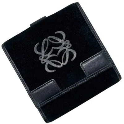 Pre-owned Loewe Black Suede Leather Wallet (bi-fold) ()