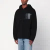Loewe Anagram Patch Drawstring Cotton Hoodie In Black