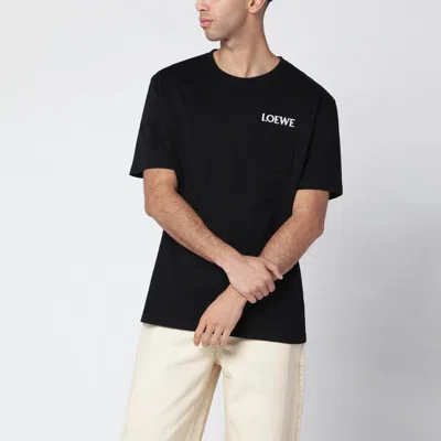LOEWE BLACK T-SHIRT WITH EMBROIDERED LOGO