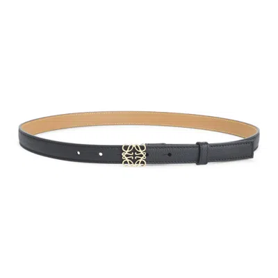 LOEWE BLACK TEXTURED LOGO BUCKLE BELT