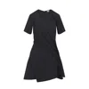 Loewe Draped Asymmetric Dress Short Sleeves In Black