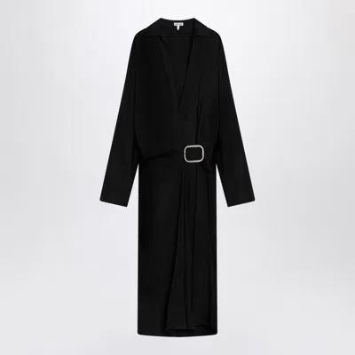 Loewe Wrap-effect Belted Woven Midi Shirt Dress In Black