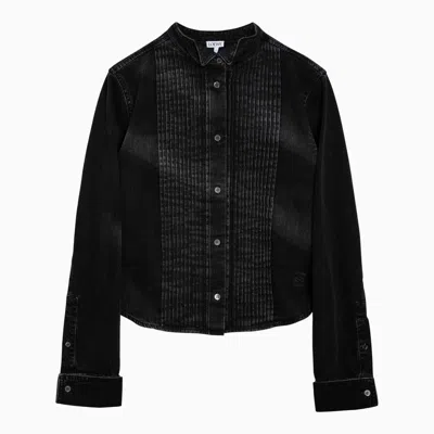 Loewe Black Washed Pleated Denim Shirt