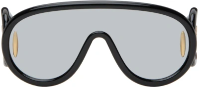 Loewe Black Wave Mask Sunglasses In Blue