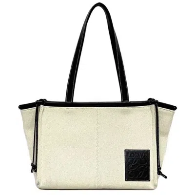 Pre-owned Loewe Black White Canvas Leather Tote Bag () In Black, White