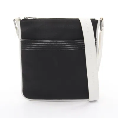 Pre-owned Loewe Black White Coated Canvas Leather Handbag Shoulder Bag () In Multi