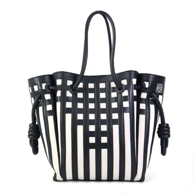 Pre-owned Loewe Black White Leather Handbag Tote Bag ()