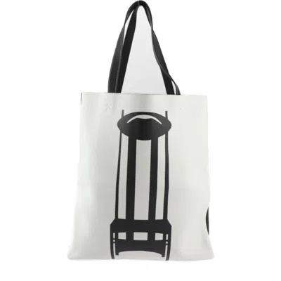 Pre-owned Loewe Black White Leather Tote Bag () In Black, White