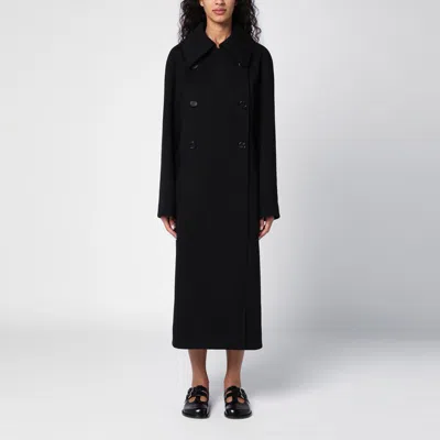 LOEWE LOEWE BLACK WOOL DOUBLE-BREASTED COAT
