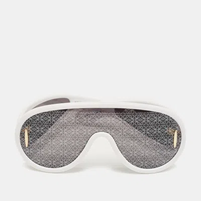 Pre-owned Loewe Black/black Lw40108i Logo Shield Sunglasses In White