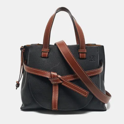 Pre-owned Loewe Black/brown Leather Small Gate Tote