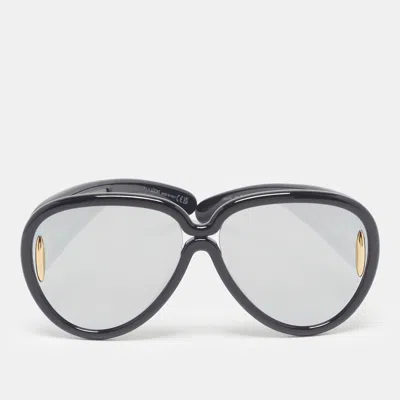 Pre-owned Loewe Black/grey Mirrored Lw40132i Anagram Aviator Sunglasses