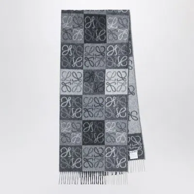 Loewe Black/white Anagram Wool And Cashmere Scarf