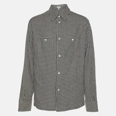 Pre-owned Loewe Black/white Checkered Cotton Button Front Shirt Xxs