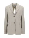 Loewe Tied-back Wool Blazer In Light Beige Melange