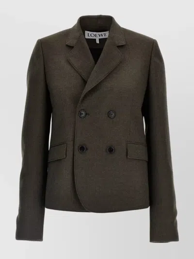 Loewe Blazer Twill Structured Shoulders In Black