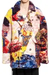 Loewe Richard Hawkins Oversized Double-breasted Fleece-jacquard Jacket In Multicolor
