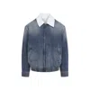 Loewe Collar Contrast Zip-up Jacket In Blue