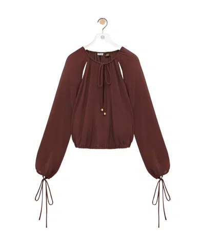 Loewe Blouse In Cotton And Silk In Brown