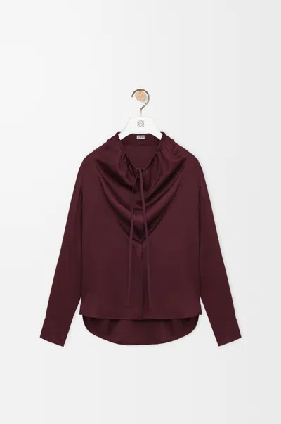 Loewe Silk-blend Satin Blouse In Brown