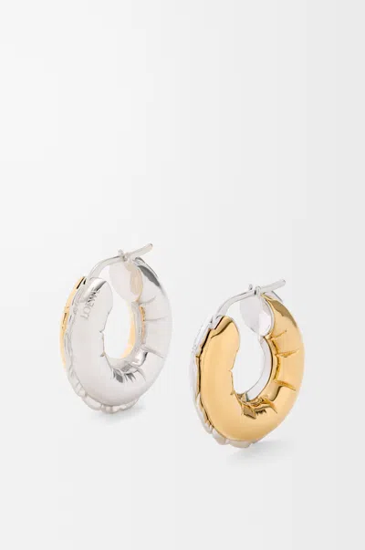 Loewe Blown Inflated Hoop Earrings In Brass For Woman In Silver/gold