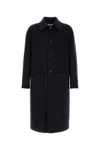 Loewe Wool Blend Long Coat Back Vent In Blue