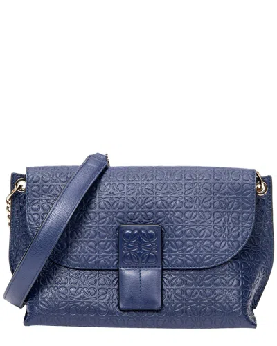 Loewe Blue Anagram Embossed Leather Anagram Avenue Crossbody (authentic Pre-  Loved)