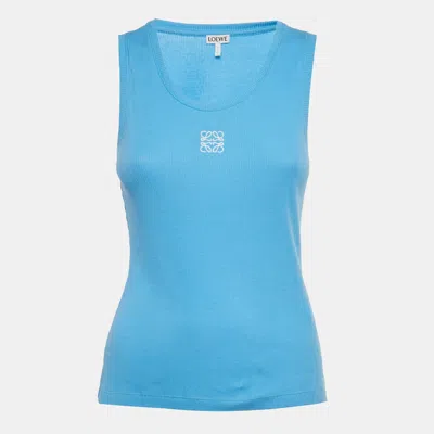 Pre-owned Loewe Blue Anagram Embroidered Cotton Tank Top M