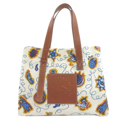 Pre-owned Loewe Blue Brown White Canvas Tote Bag ()
