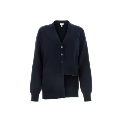 Loewe Blue Cashmere Cardigan In Metallic