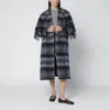 Loewe Blue Checked Coat In Mohair And Wool Blend In Blue