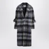 Loewe Blue Checked Coat In Mohair And Wool Blend In Multi