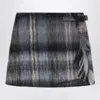Loewe Blue Checked Mini Skirt In Mohair And Wool Blend Women In Multi