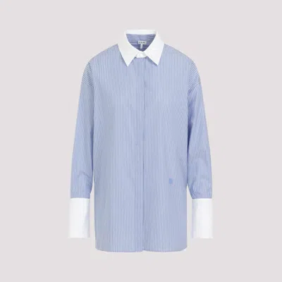 Loewe Woman Shirt Azure Size 8 Cotton In Blue