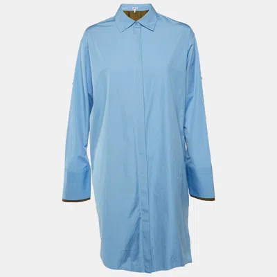 Pre-owned Loewe Blue Cotton High-low Shirt Dress S