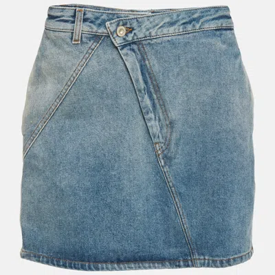 Pre-owned Loewe Blue Denim Anagram Mini Skirt S/waist 24"