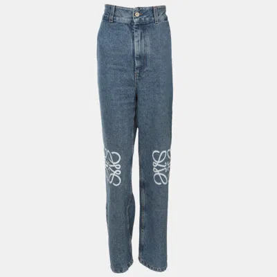 Pre-owned Loewe Blue Denim Anagram Wide Leg Pants S