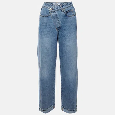 Pre-owned Loewe Blue Denim Deconstructed Straight Fit Jeans M/l Waist 32"