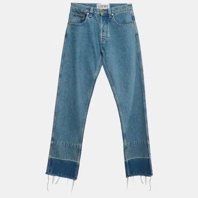 Pre-owned Loewe Blue Denim Embroidered Pocket Jeans S/waist 26"