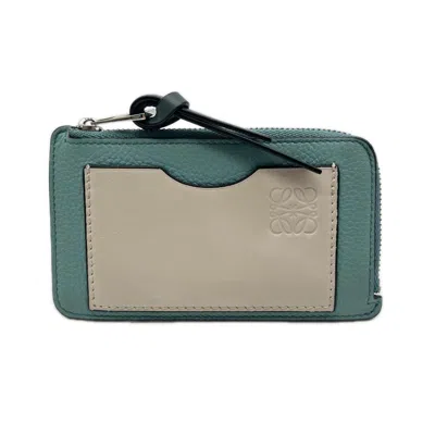 Pre-owned Loewe Blue Gray Leather Coin Purse/coin Case () In Blue, Gray