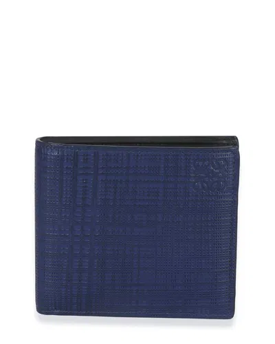Loewe Blue Leather  Linen Anagram Bifold Wallet (authentic Pre-loved)