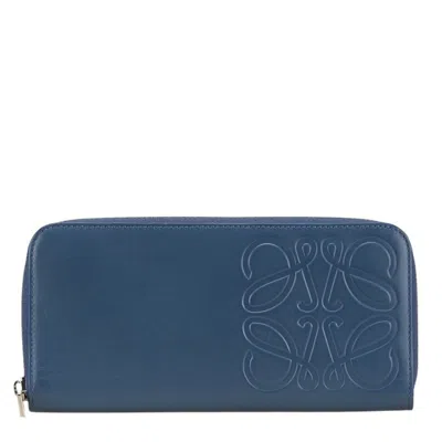 Pre-owned Loewe Blue Leather Long Wallet (bi-fold) ()