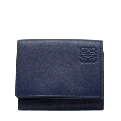 Pre-owned Loewe Blue Leather Wallet (tri-fold) ()