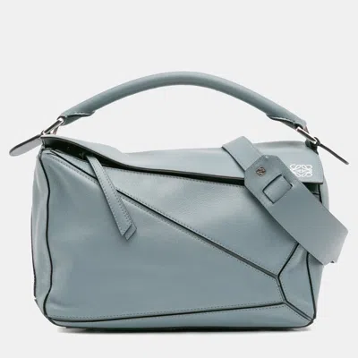 Pre-owned Loewe Blue Medium Calfskin Puzzle Satchel